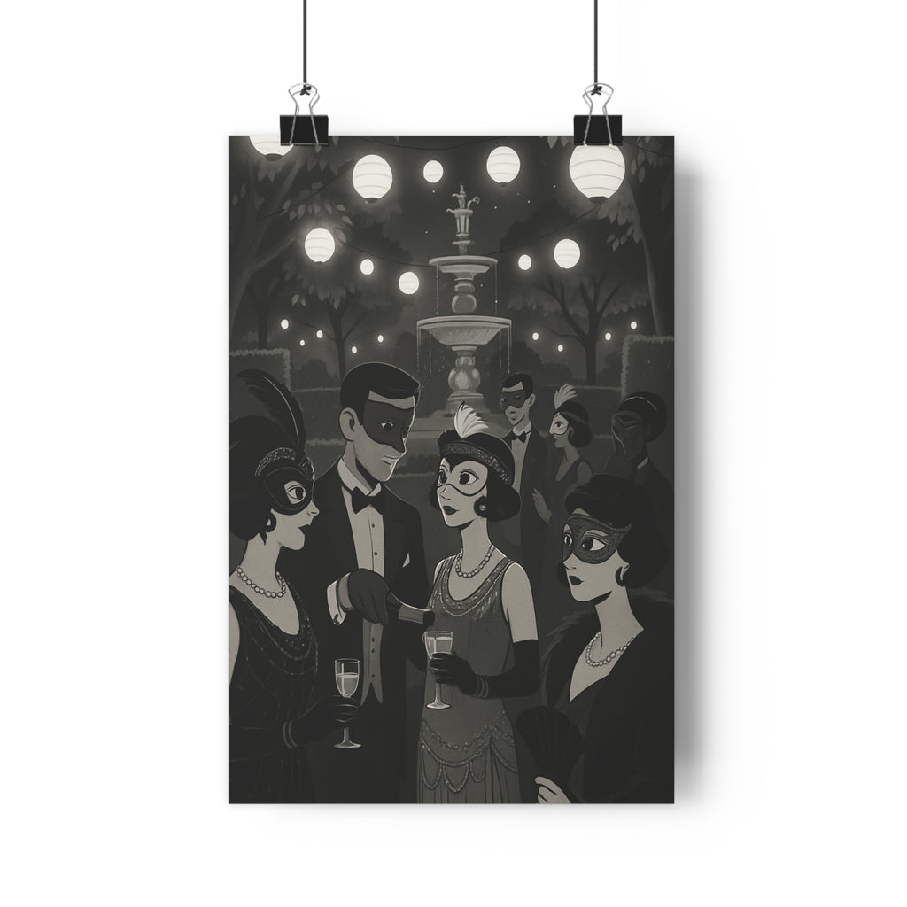 Poster décoratif vintage noir blanc mystique salon bureau dessin animé élégant ambiance mystérieuse qualité