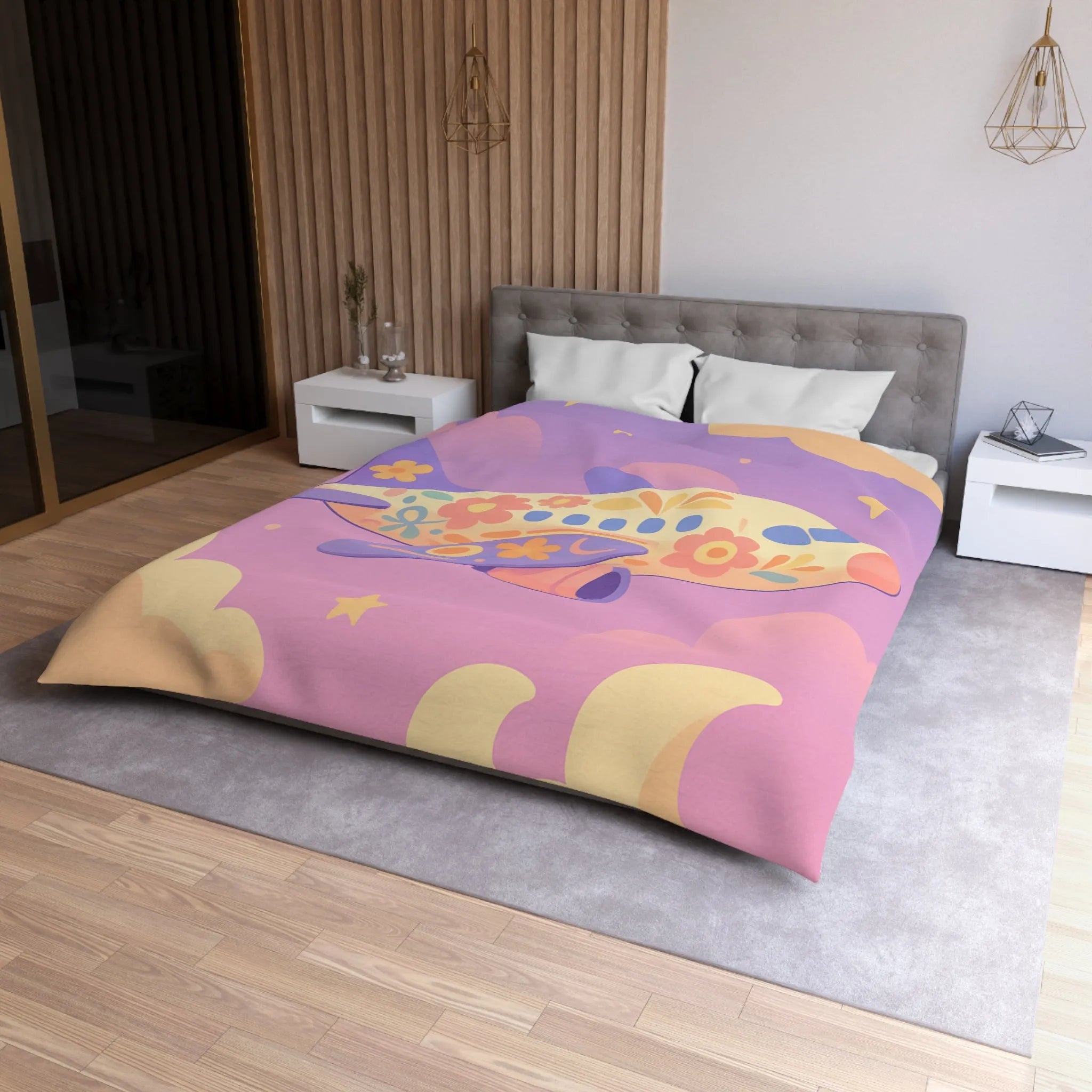 Housse de Couette Enfant Avion Fleuri, Repos Rêveur pour Chambre Cocon Douillet