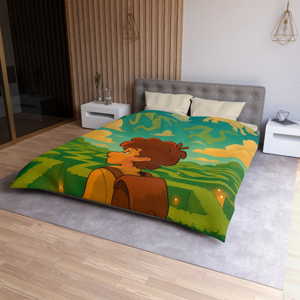 Housse de couette magique avec labyrinthe et créatures fantastiques pour enfants rêveurs