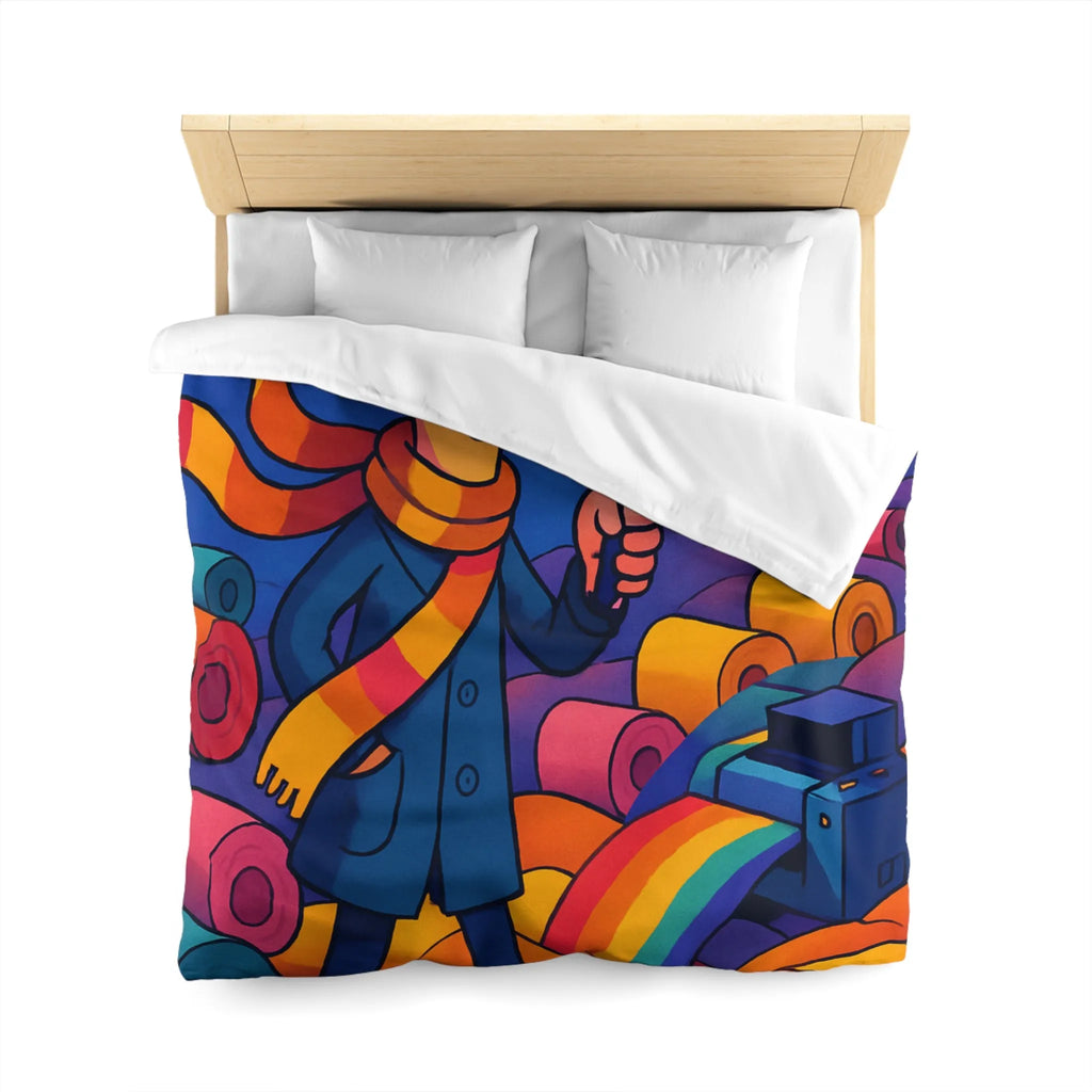 Explorez les couleurs et mystères sur housse de couette lumineuse avec détective fantaisiste