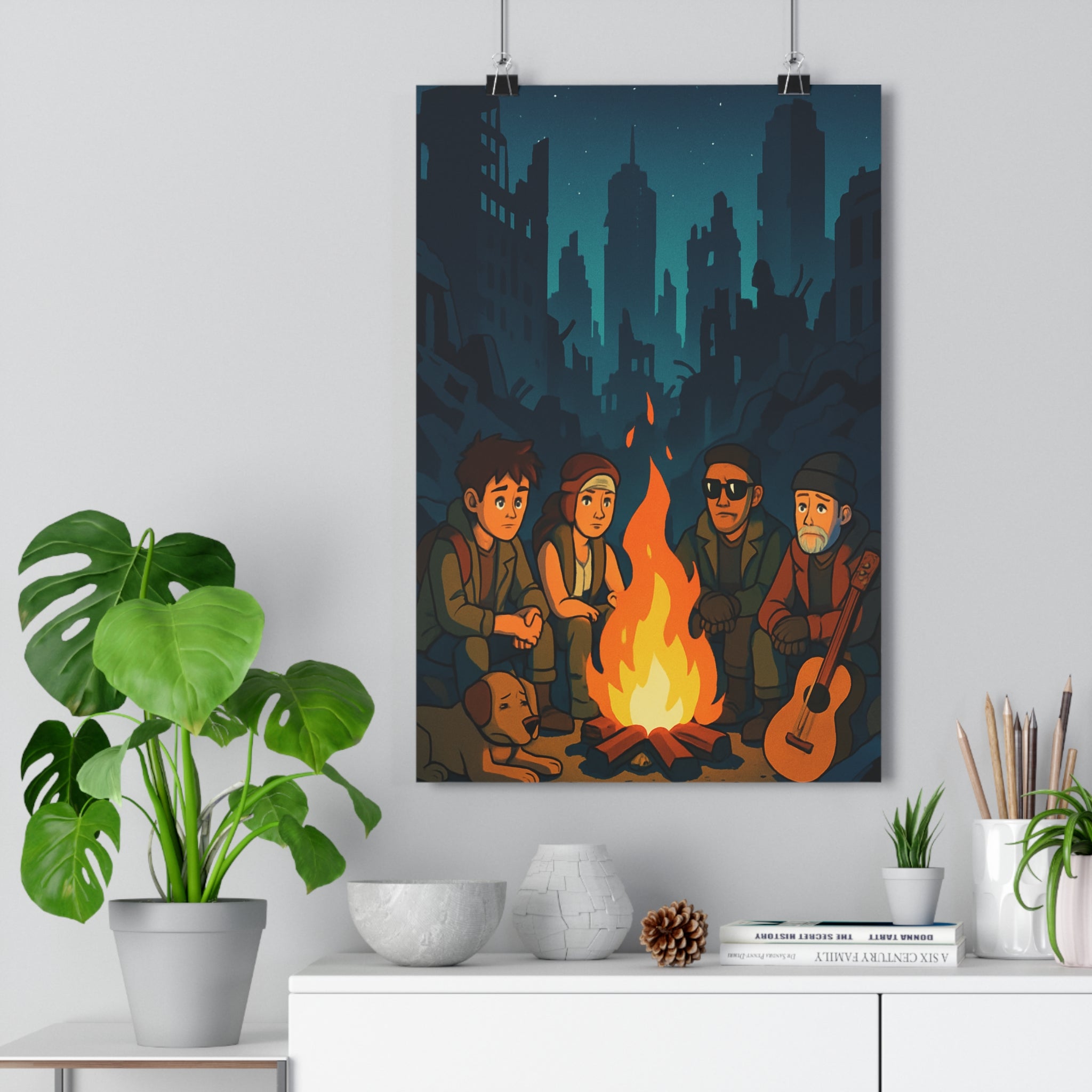 Poster décoratif cartoon vibrant sombre orange mélancolique chambre salon jeu muraux captivant artistes qualité