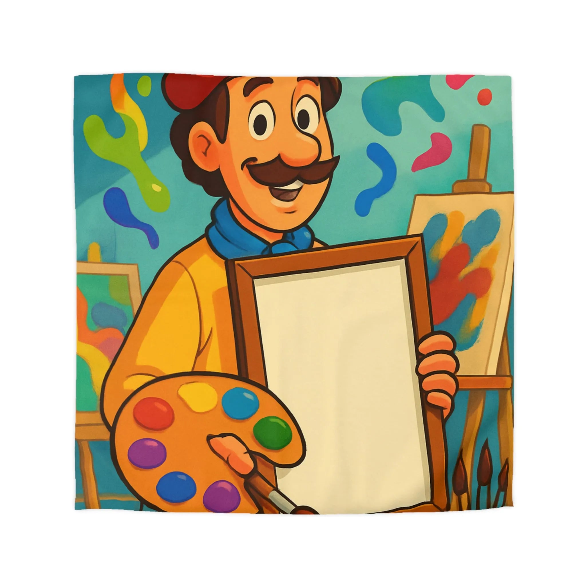 Housse de couette colorée artiste, palette vibrante, design créatif pour chambre inspirante