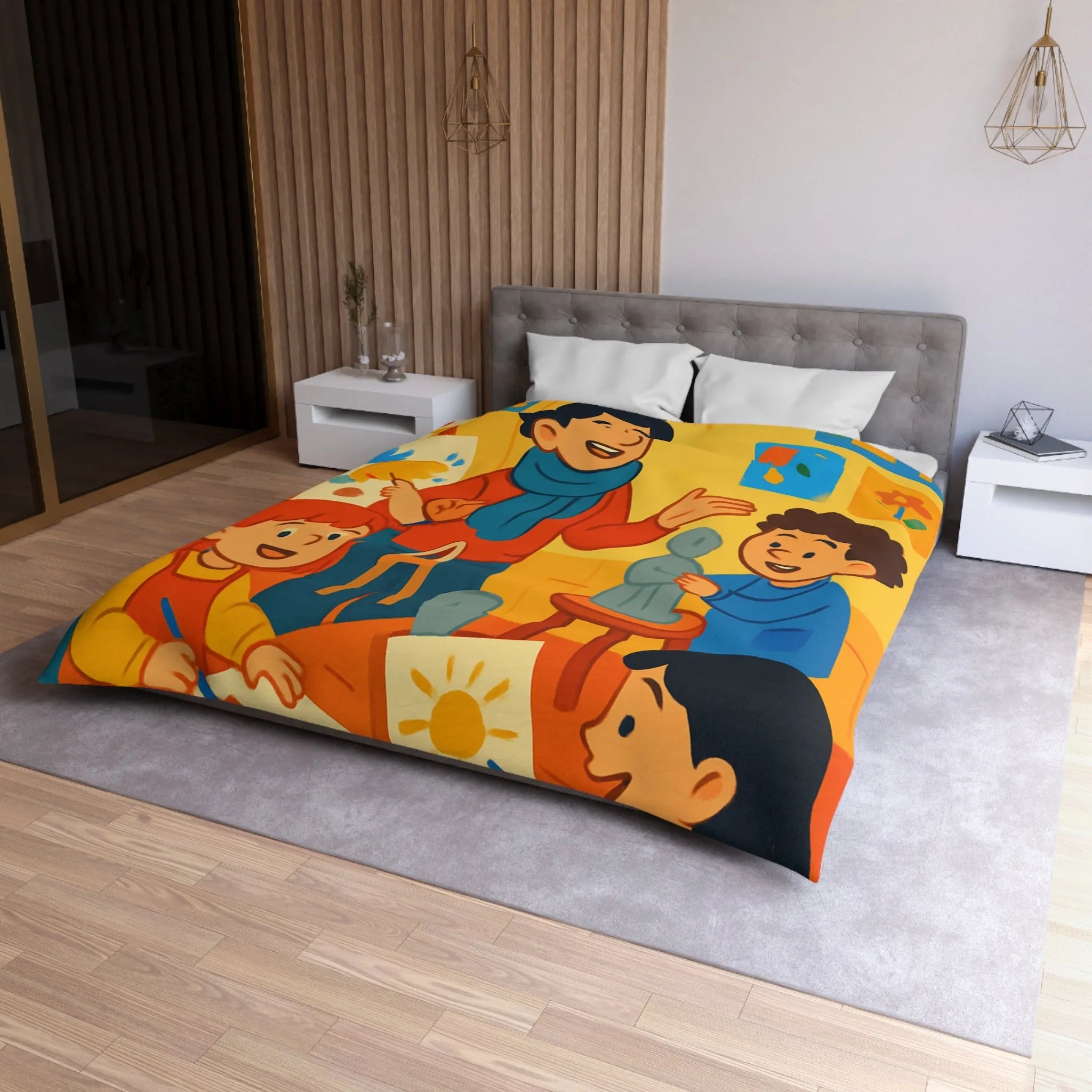 Enchantez votre chambre avec une housse de couette colorée pour enfants sur le thème artistique