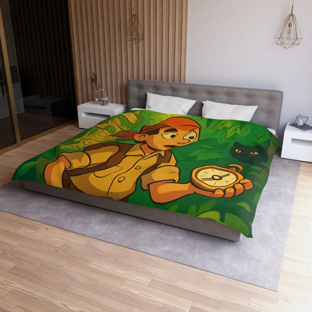 Exploration jungle animée avec boussole, perroquet, serpent et léopard pour chambre exotique