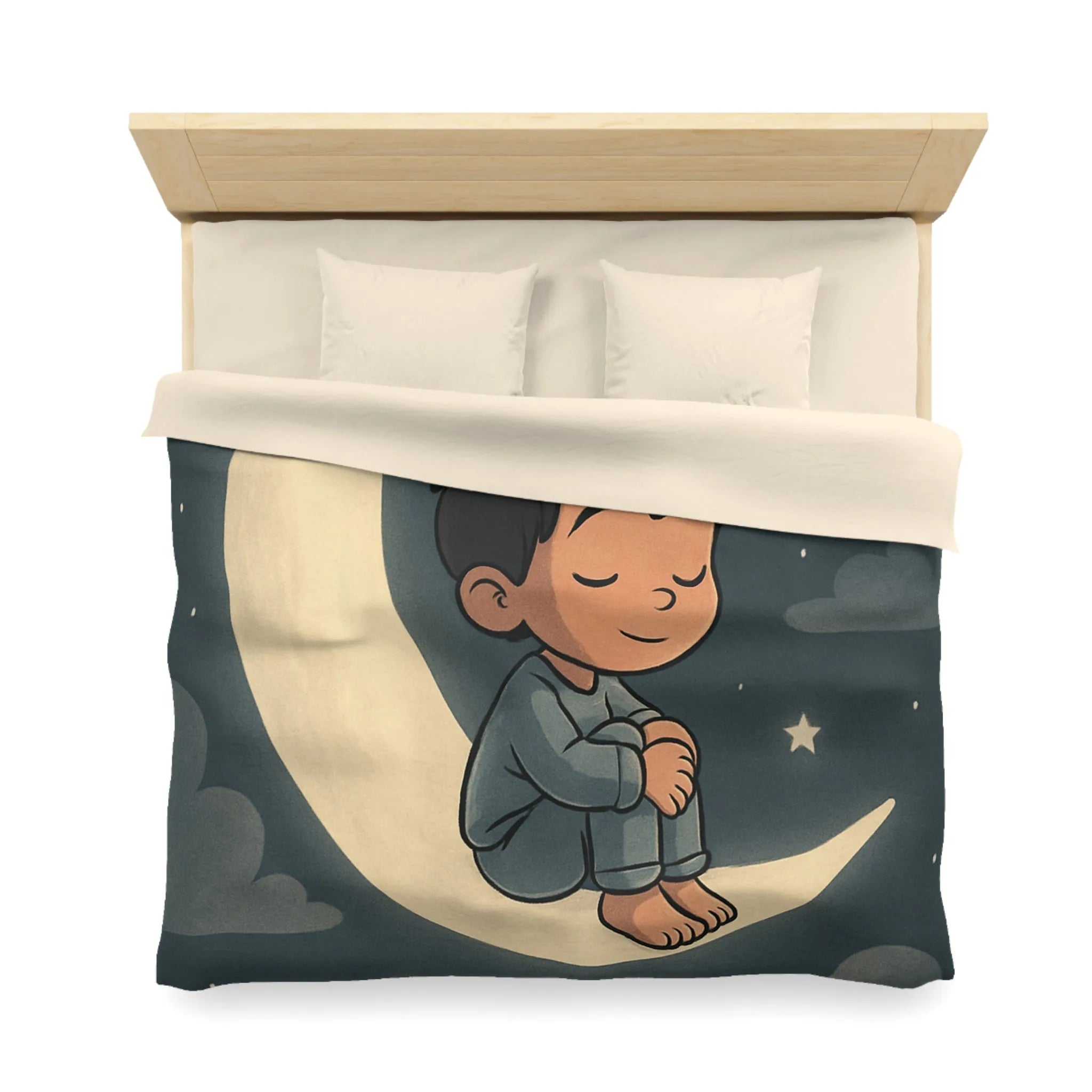 Enchantez les rêves de votre enfant avec cette housse de couette lune étoilée