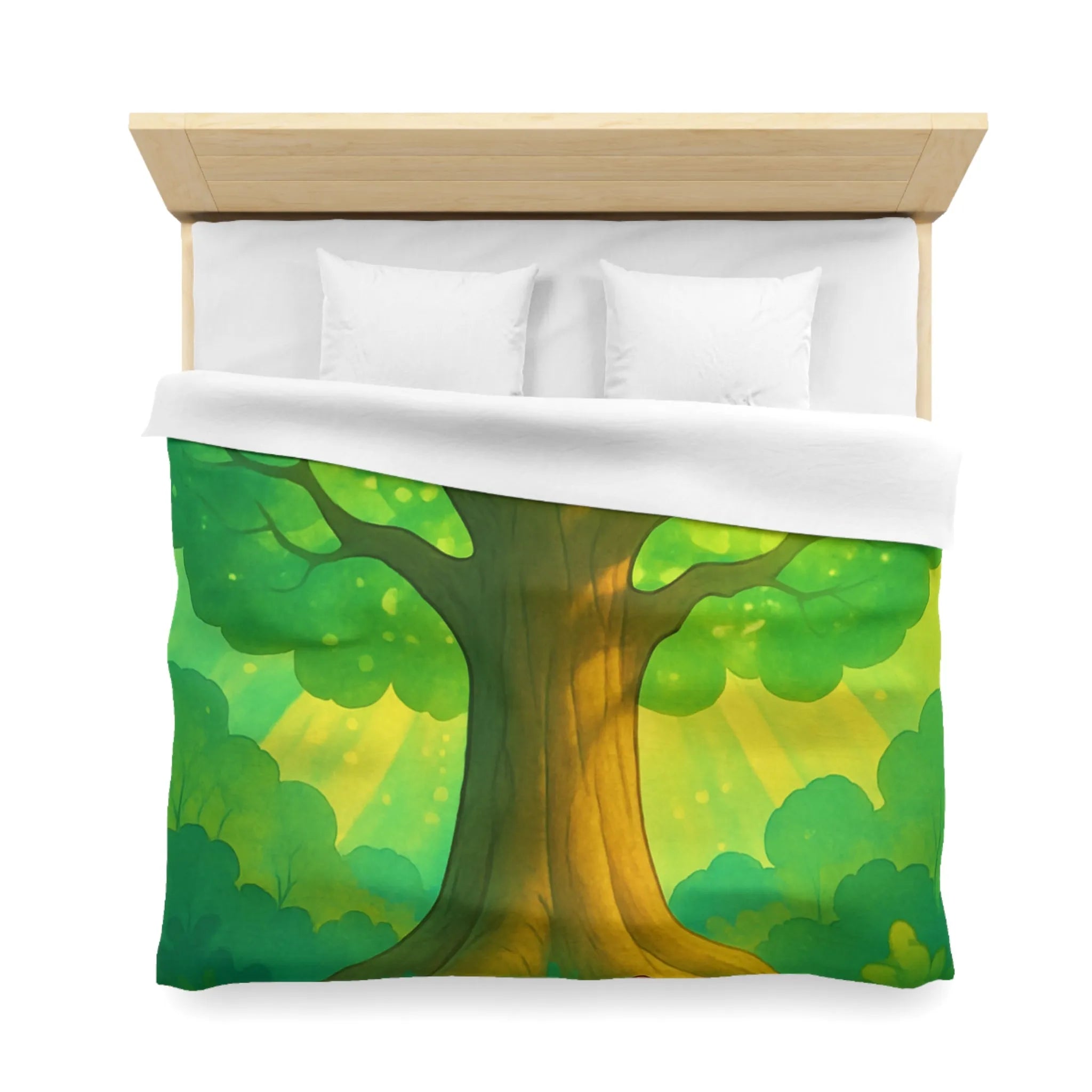 Charmante forêt enchantée avec animaux espiègles sous un majestueux arbre scintillant illustré