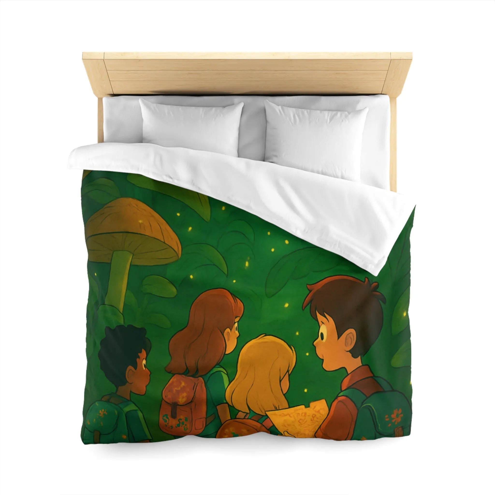 Housse de Couette Jungle Enfantine avec Créatures Magiques et Explorateurs Aventureux