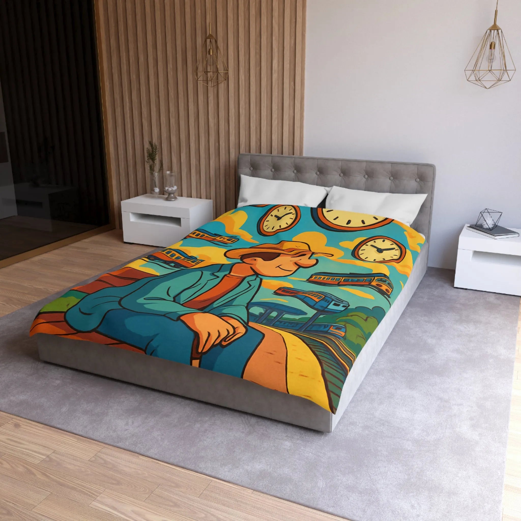 Housse de Couette Microfibre Art Graphique Contemporain Style Décoratif Chambre Tendance