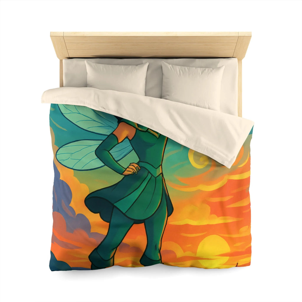 Housse de Couette Fée Magique sur La Falaise au Coucher de Soleil Éblouissant