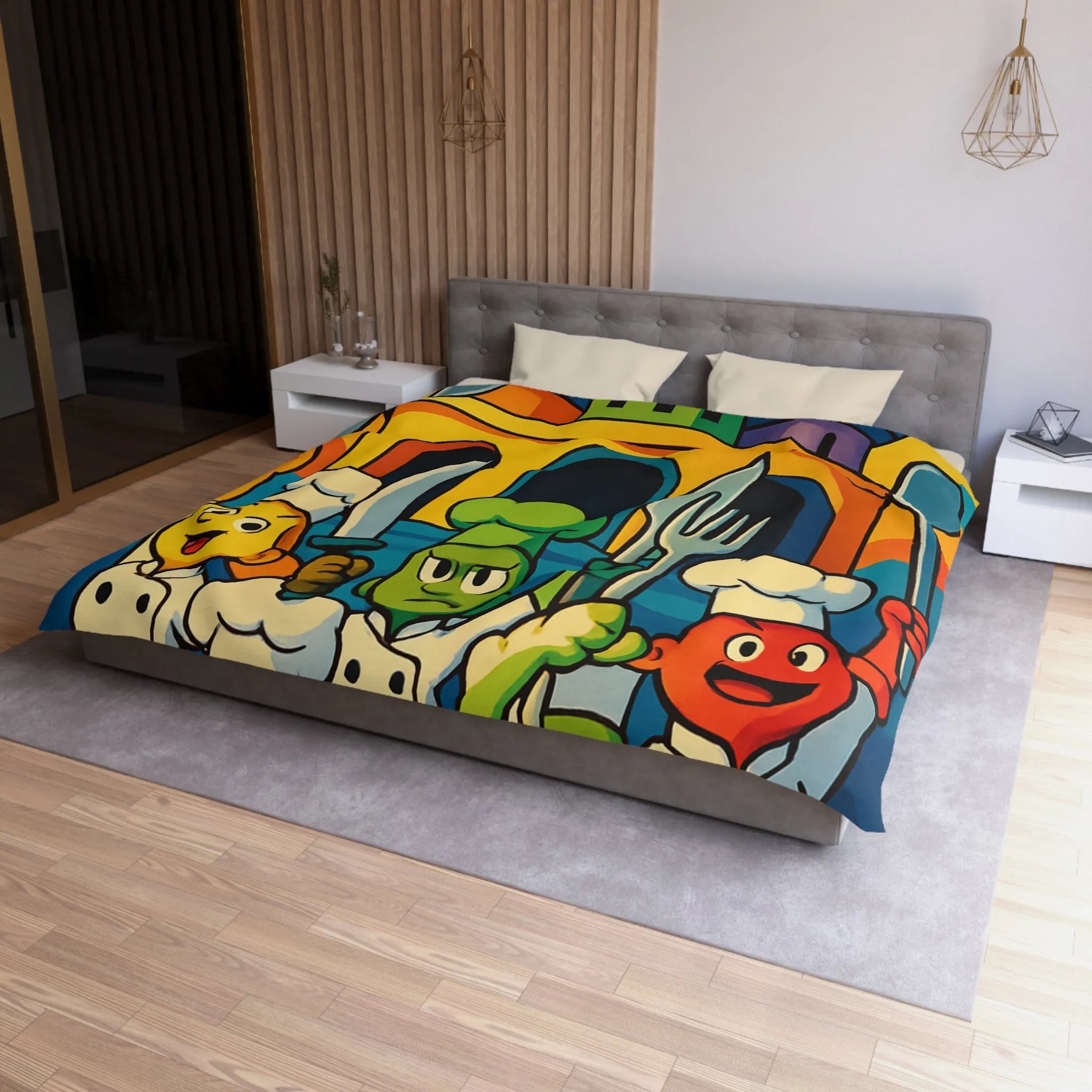 Housse de Couette Microfibre Art Graphique Contemporain Style Décoratif Chambre Tendance