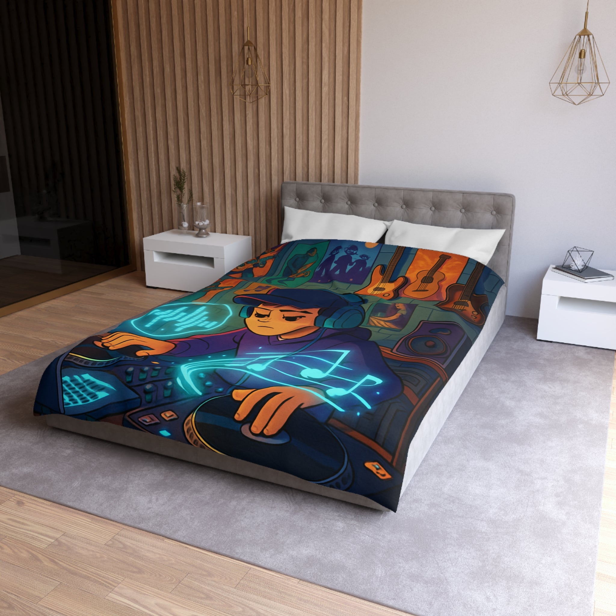 Housse de Couette Microfibre Illustration Unique Design Moderne Décoration Intérieure Raffinée