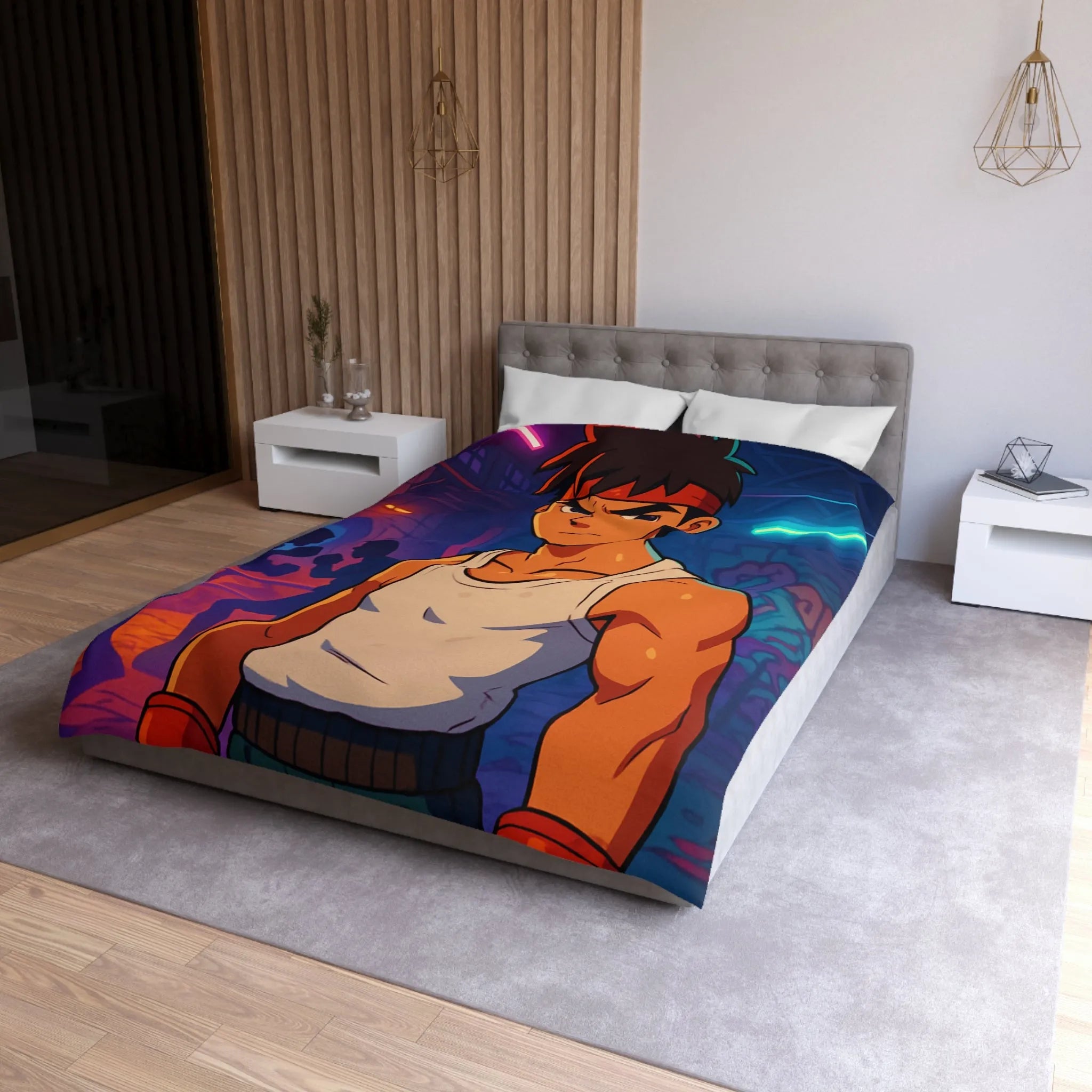 Housse de Couette Microfibre Art Graphique Contemporain Style Décoratif Chambre Tendance