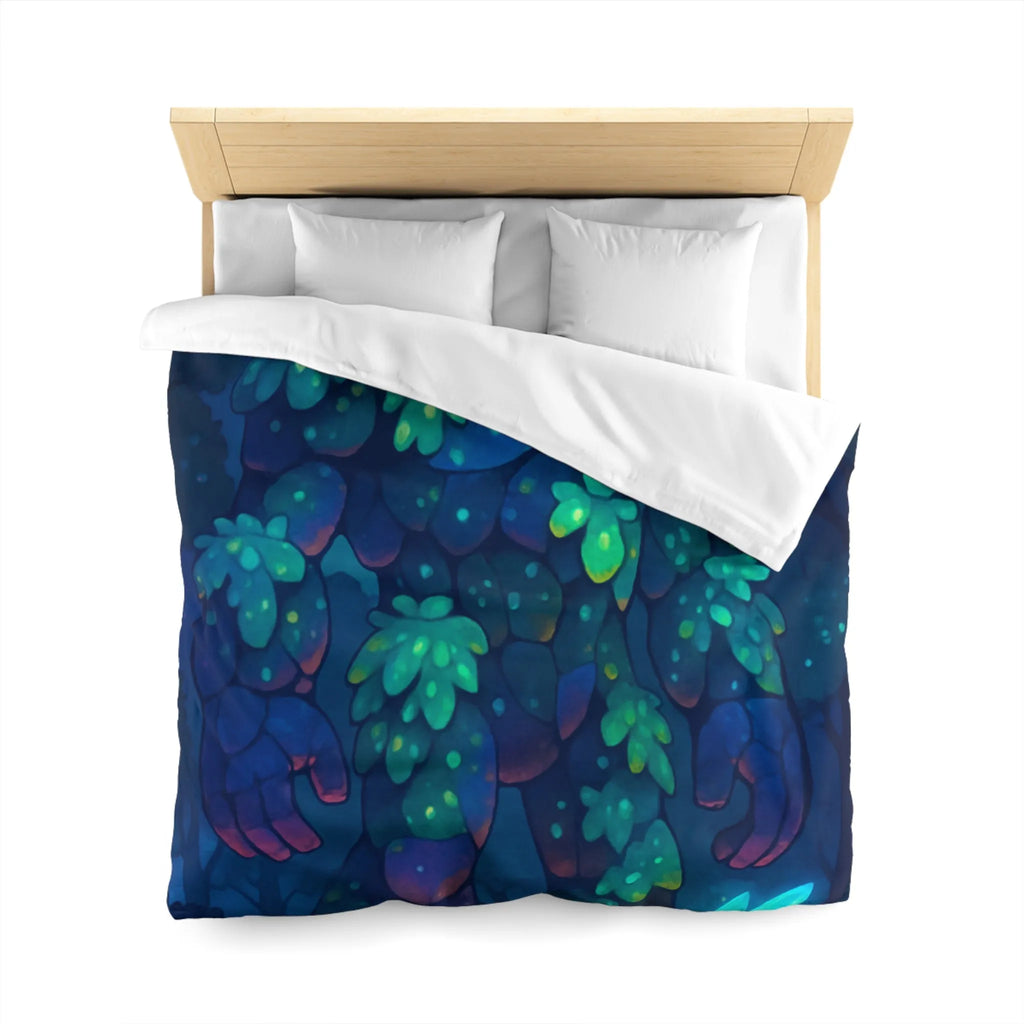 Housse de Couette Féérique avec Golem Lumineux et Fées dans la Forêt Nocturne