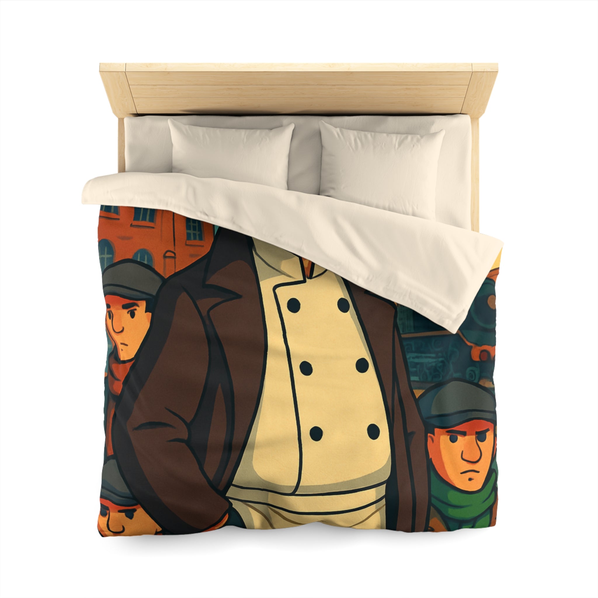 Housse de Couette Microfibre Motif Créatif Original Style Contemporain Chambre Élégante