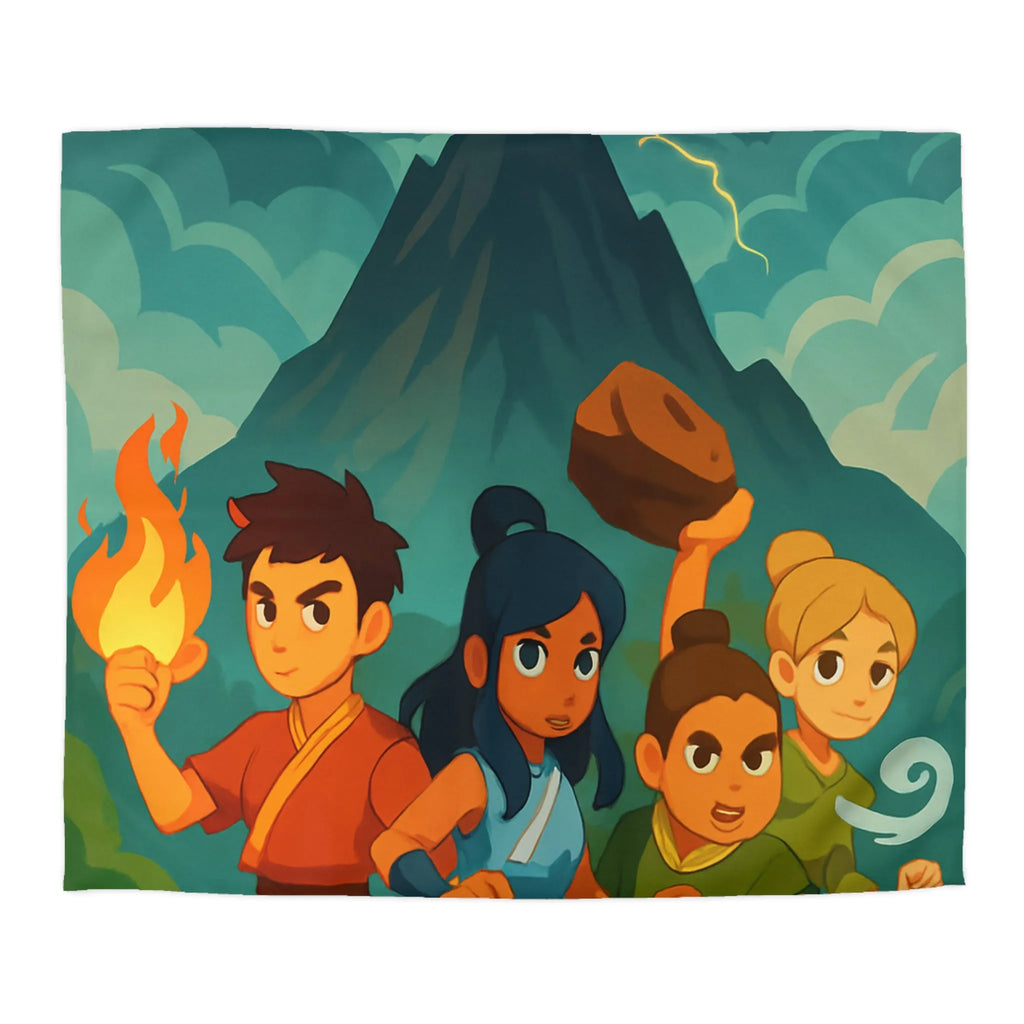 Housse de Couette Imprimée Éléments Naturels Montagne Tempétueuse pour Chambre d'Aventurier