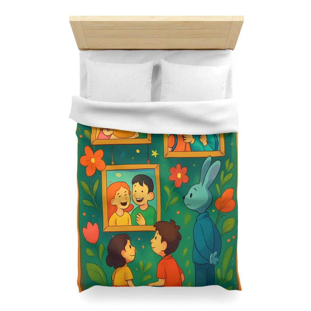 Housse de couette colorée et joyeuse avec famille, nature et motifs floraux