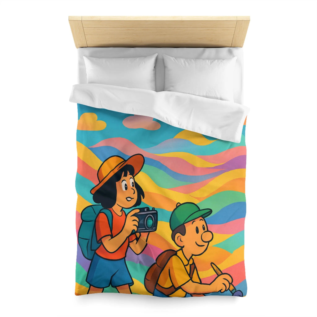 Housse de Couette Enfant avec Effet Arc-en-ciel et Motifs Oniriques Pleins de Couleurs