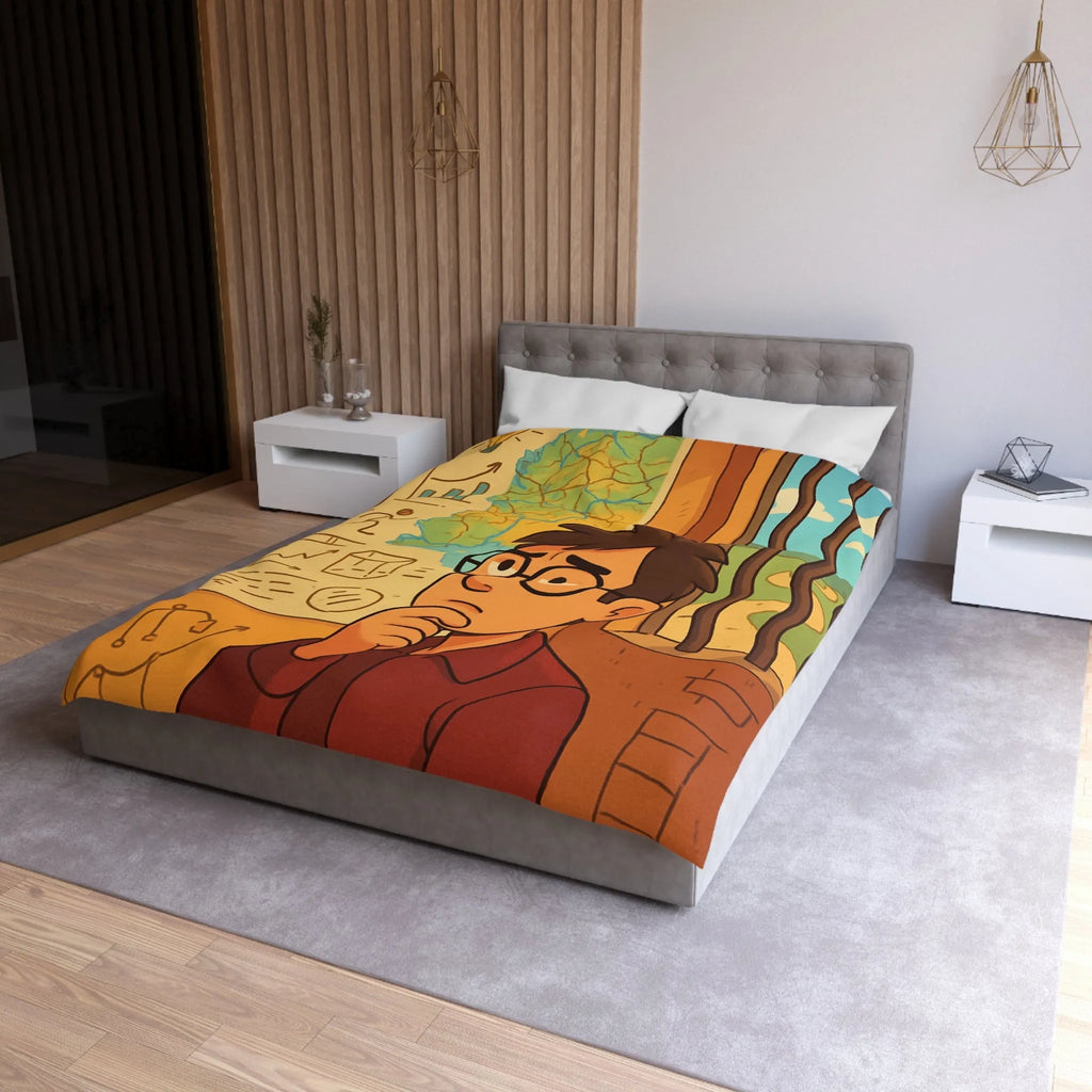 Explorez Une Housse de Couette Inspirée de Cartes et Graphiques pour Esprit Curieux