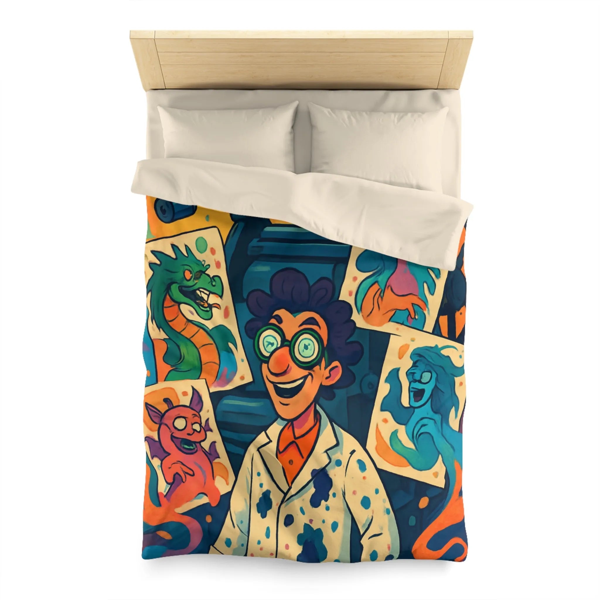 Housse de Couette Colorée avec Illustrations Fantastiques et Design Artistique Vibrant pour Enfants