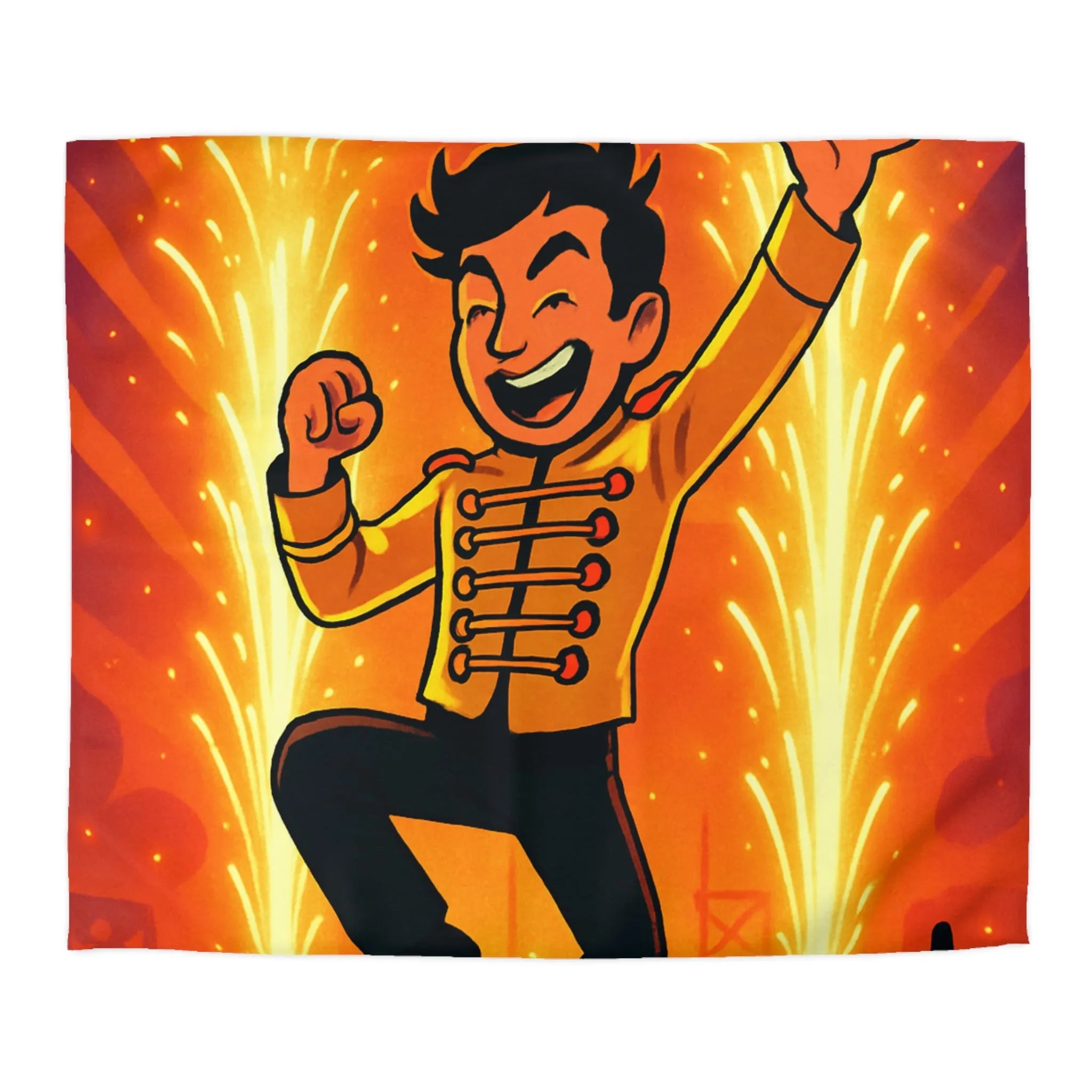 Housse de couette colorée avec personnage joyeux dans un spectacle éclatant et vibrant