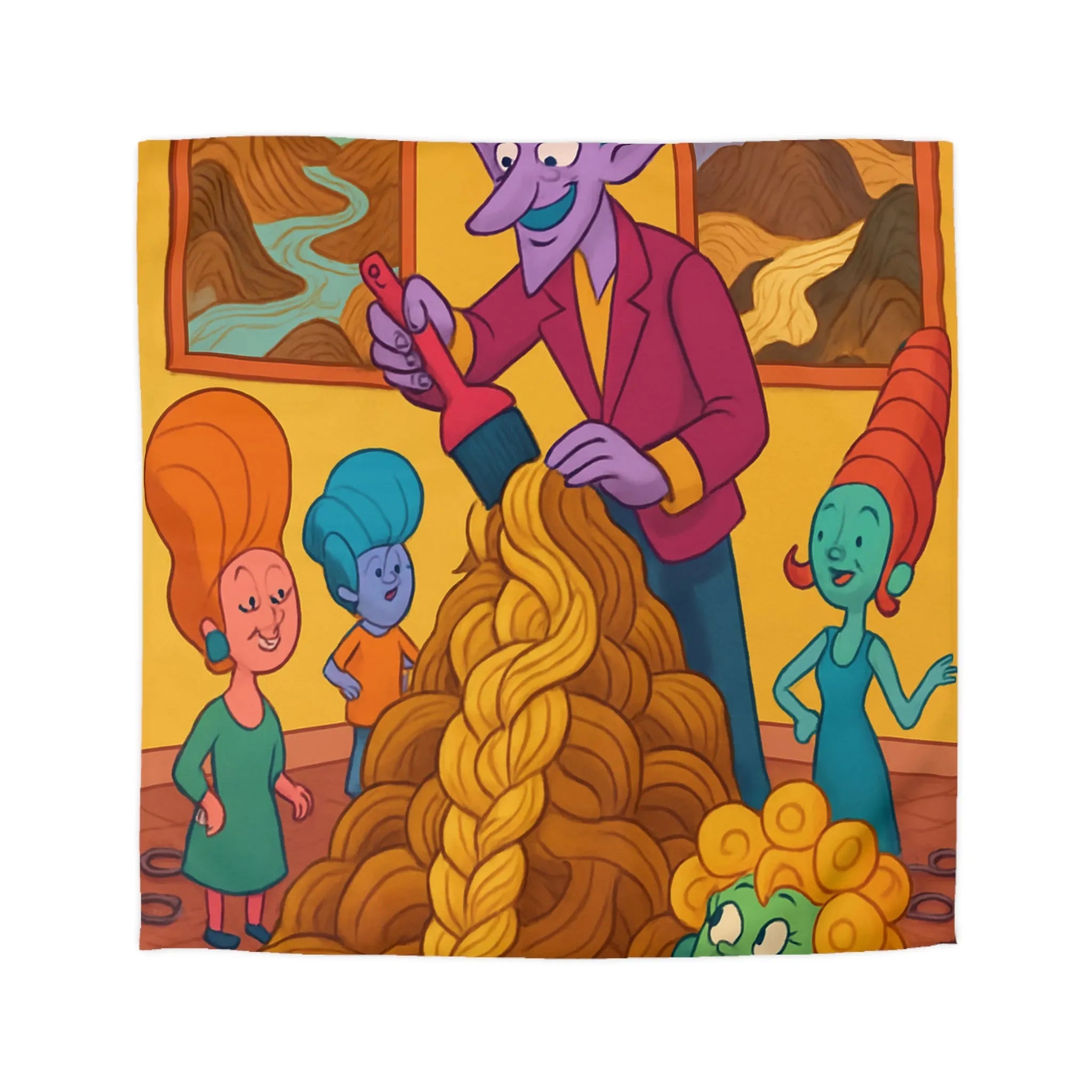Housse de couette colorée avec personnages fantastiques et œuvres artistiques pour déco unique