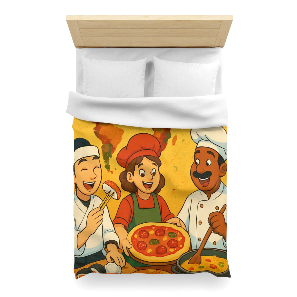 Housse de Couette Cuisine Culturelle : Carte du Monde et Chefs Gourmands