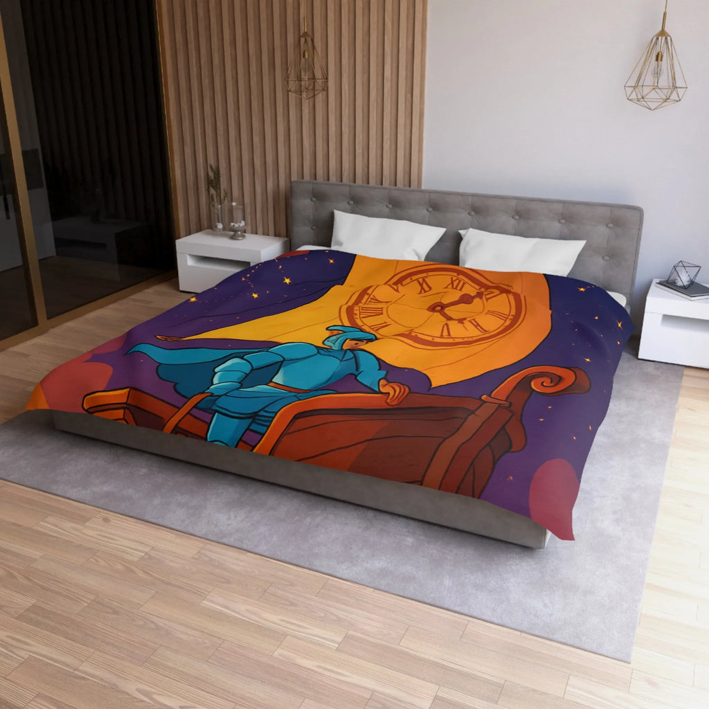 Housse de couette enfant rêveur : chevalier voyageant à travers le cosmos étoilé