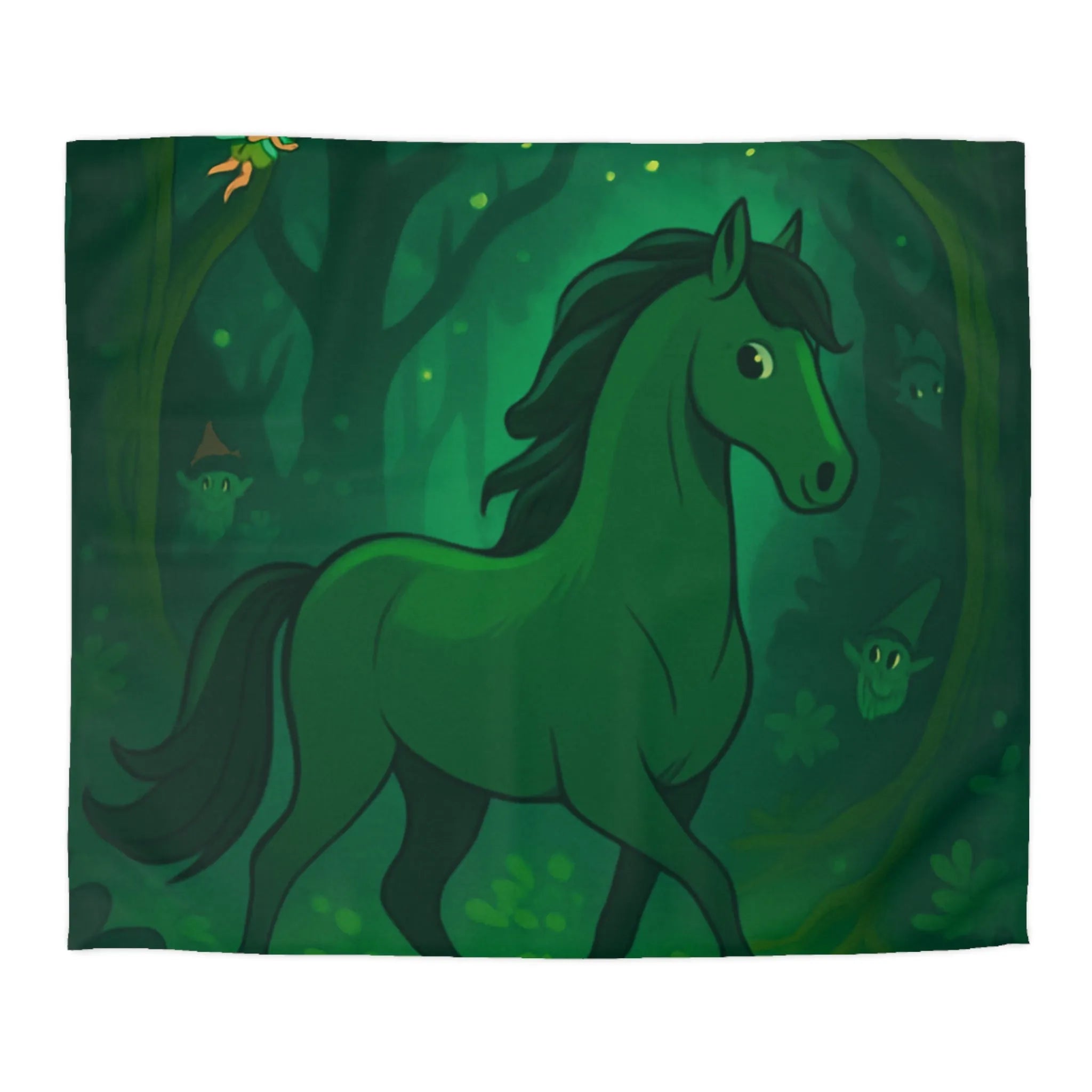 Housse de couette forêt magique avec licorne et fées dans un paysage enchanteur