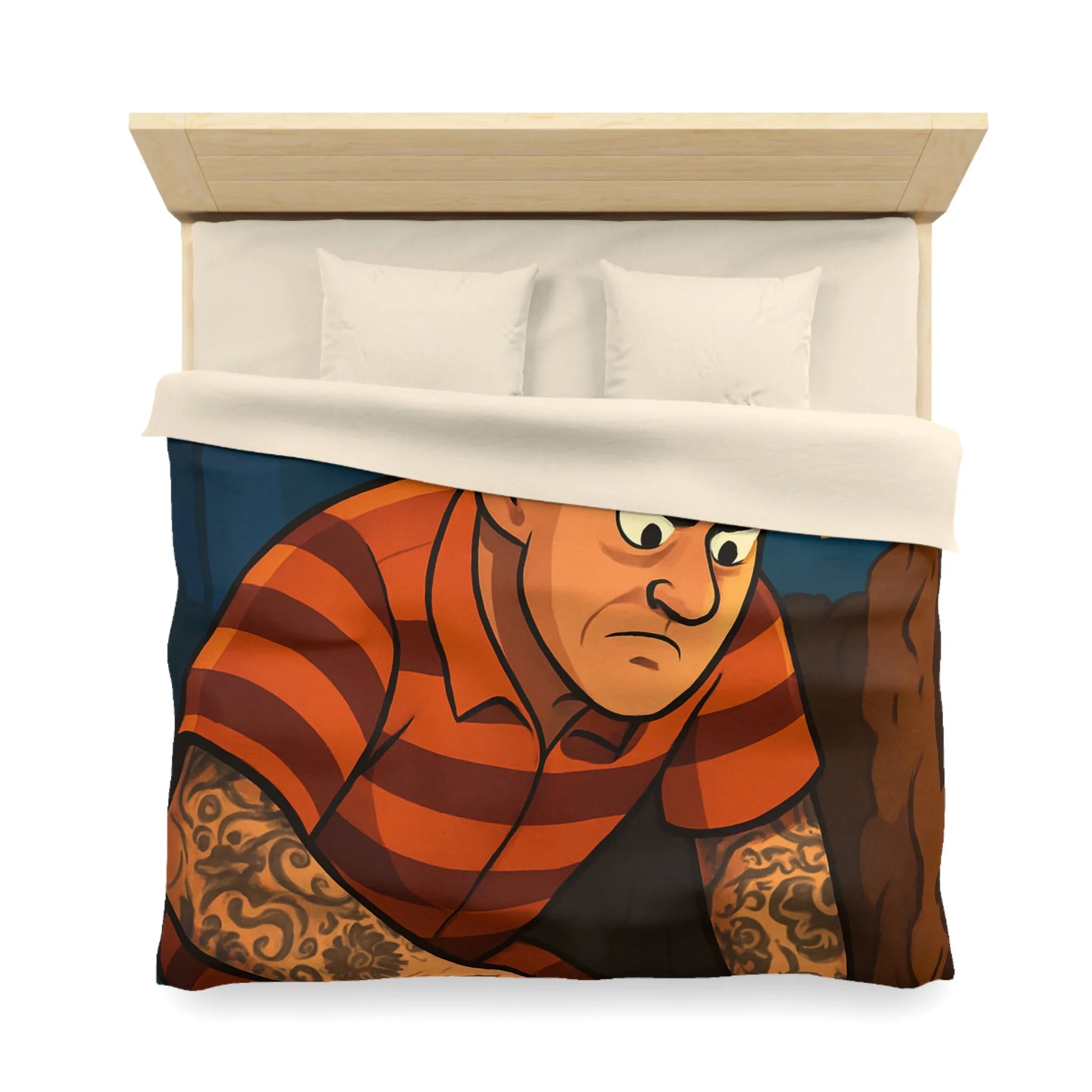 Housse de couette avec illustration d'évasion nocturne audacieuse pleine lune et tatouages