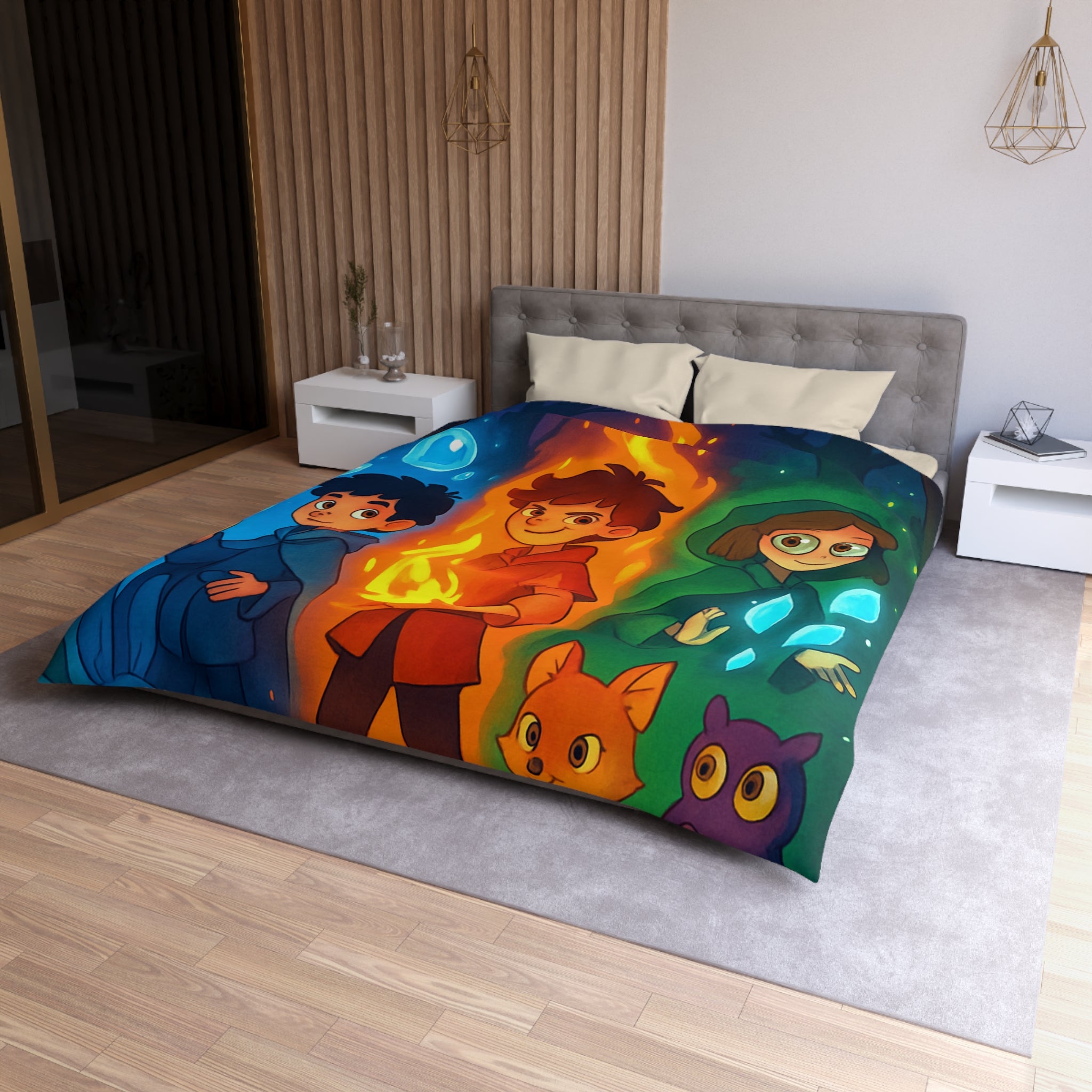 Housse de Couette Microfibre Design Artistique Moderne Décoration Chambre Confort Premium