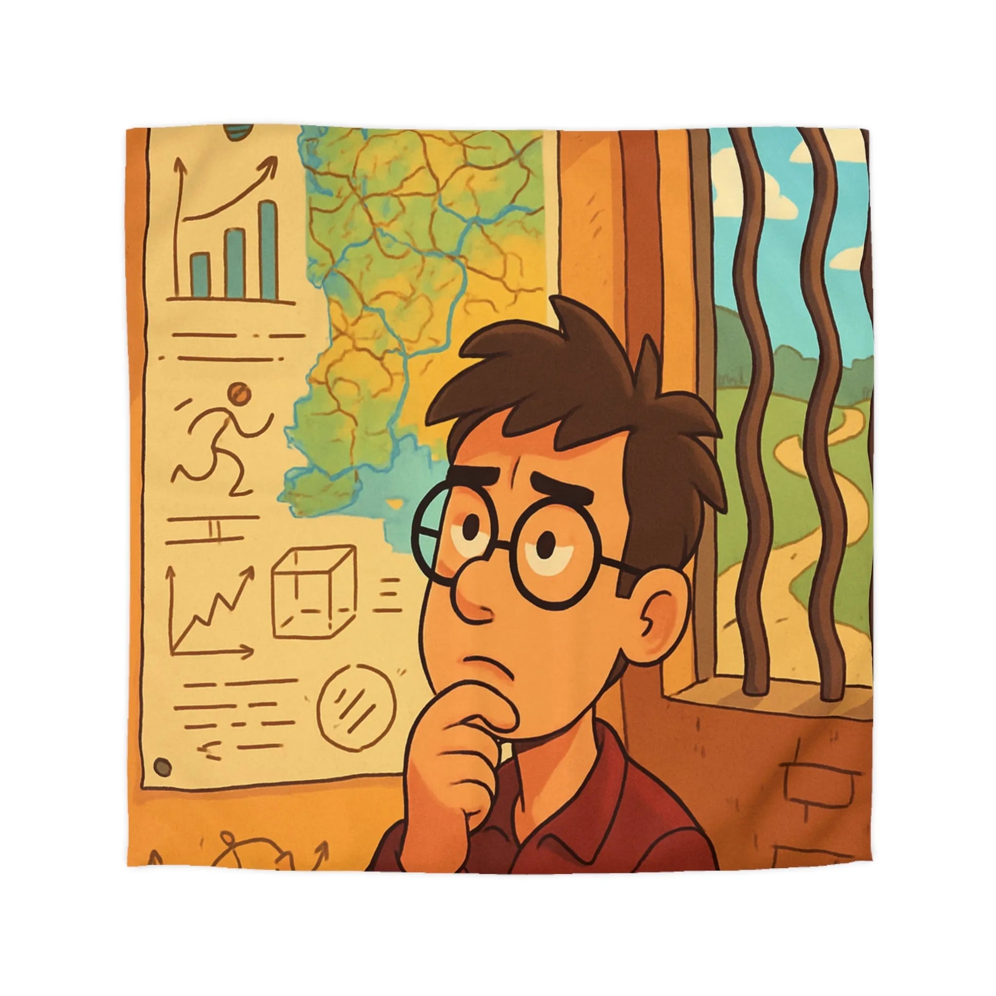 Explorez Une Housse de Couette Inspirée de Cartes et Graphiques pour Esprit Curieux