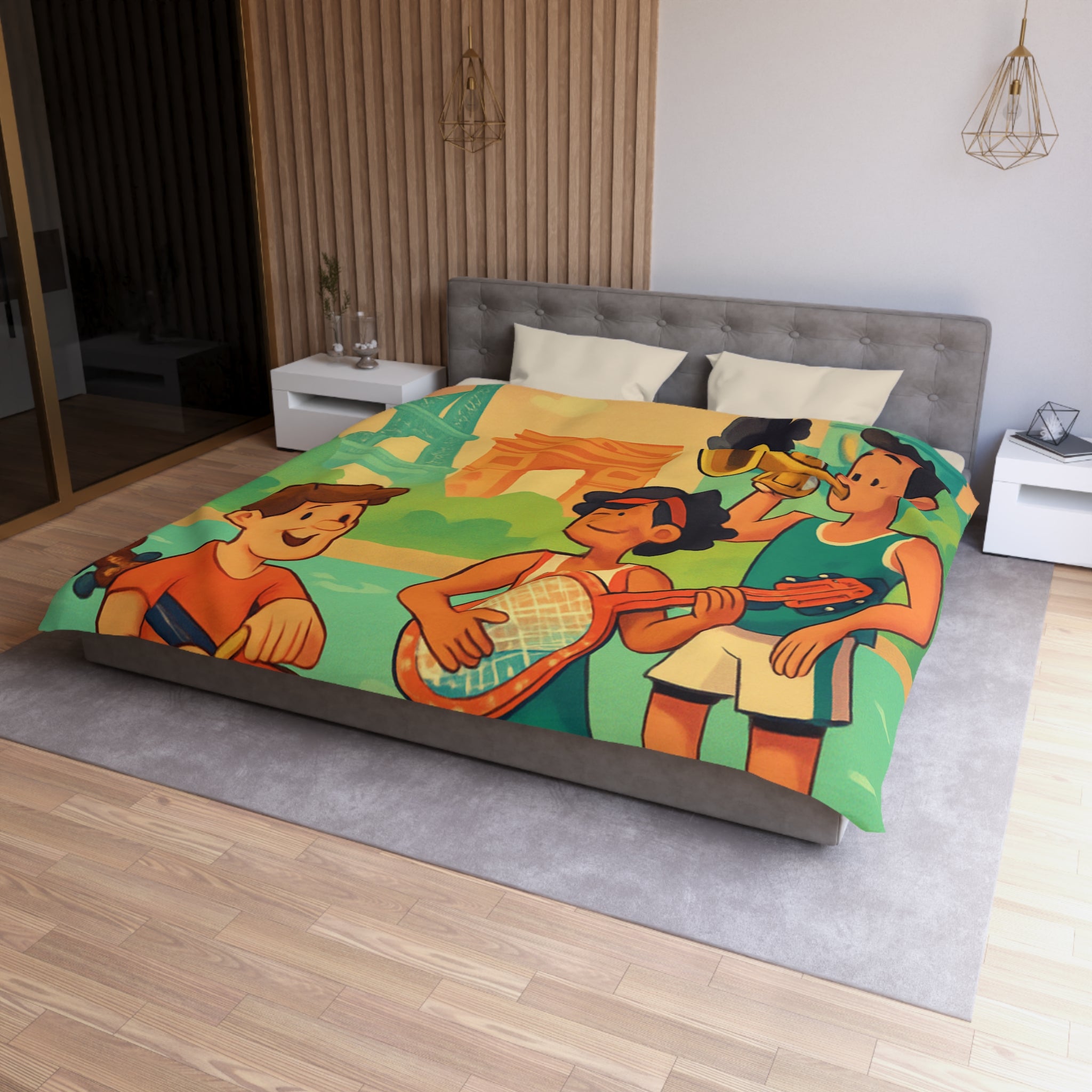 Housse de Couette Microfibre Illustration Unique Design Moderne Décoration Intérieure Raffinée