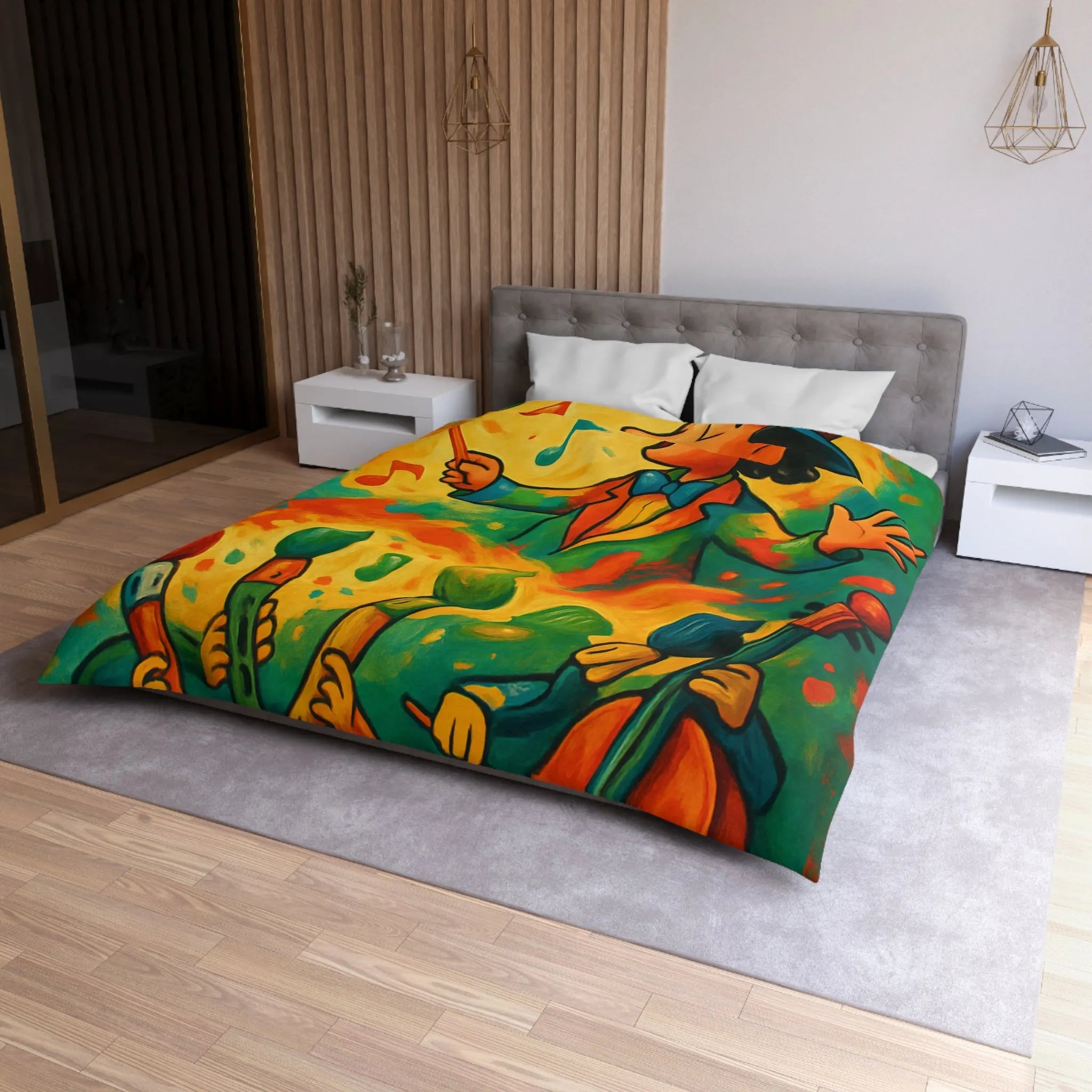 Housse de Couette Microfibre Art Graphique Contemporain Style Décoratif Chambre Tendance