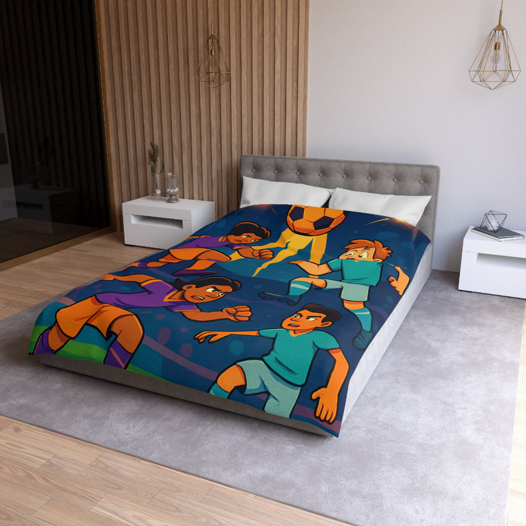 Housse de Couette Thème Football Éclatant pour les Fans de Sports Nocturnes