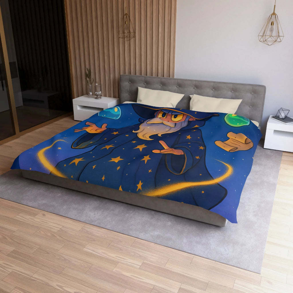 Housse de Couette Magicien Étoilé avec Parchemins Enchantés et Fioles Lumineuses