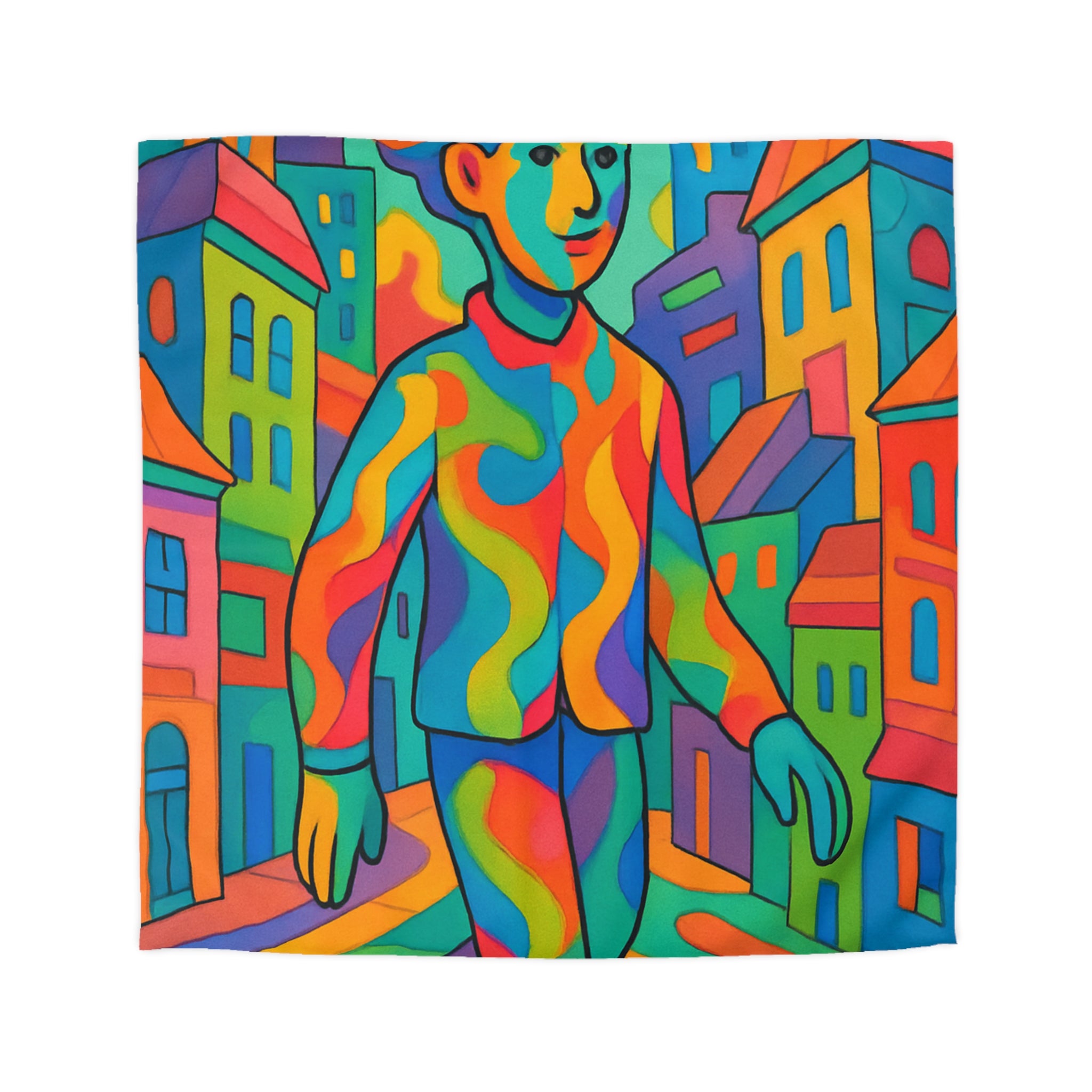 Housse de Couette Microfibre Motif Créatif Original Style Contemporain Chambre Élégante