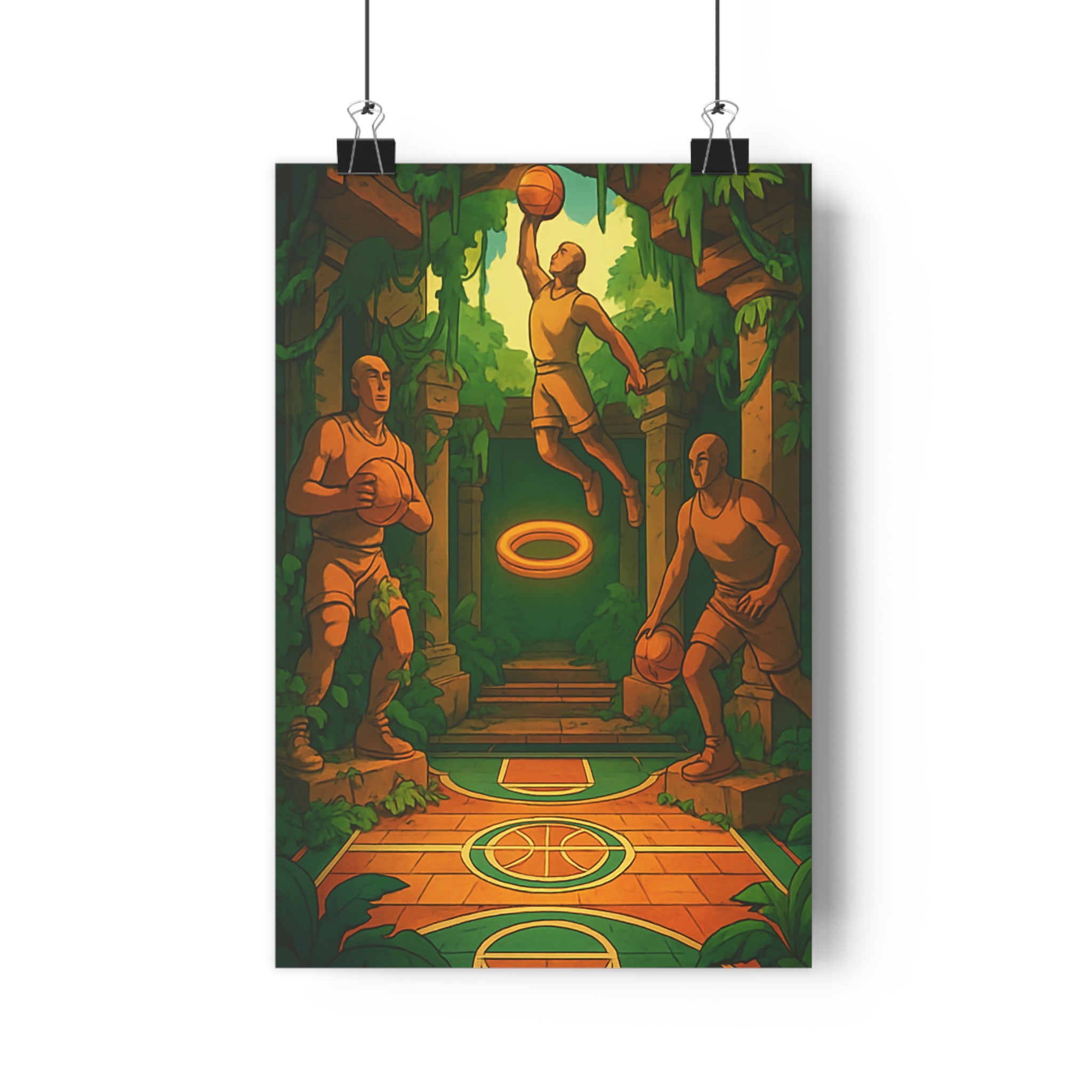 Poster décoratif mystique aventure basketball terreux verdoyant chambre sportif cadre ancien moderne action 30