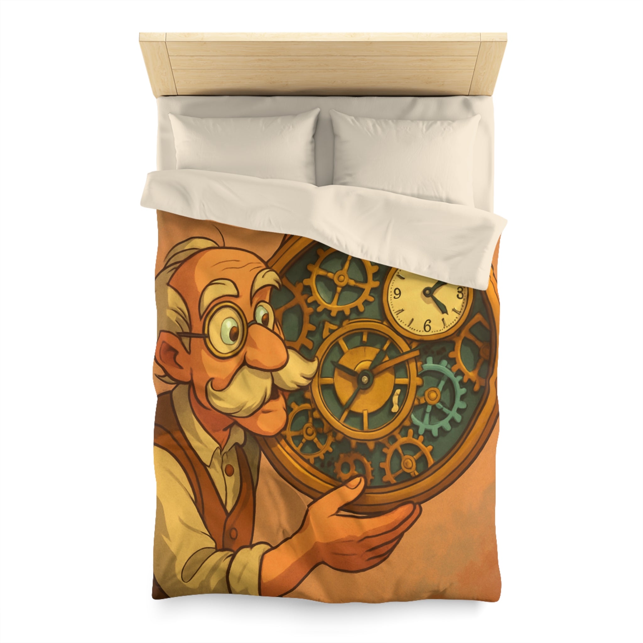 Housse de Couette Vintage Horloger avec Design Unique d'Engrenages et Montre Ancienne