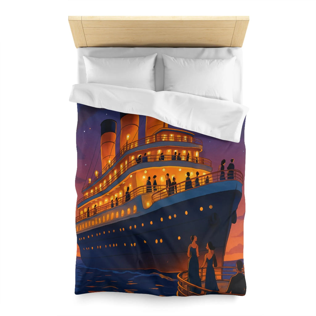 Douce soirée étoilée sur un paquebot illuminé naviguant sur des eaux calmes