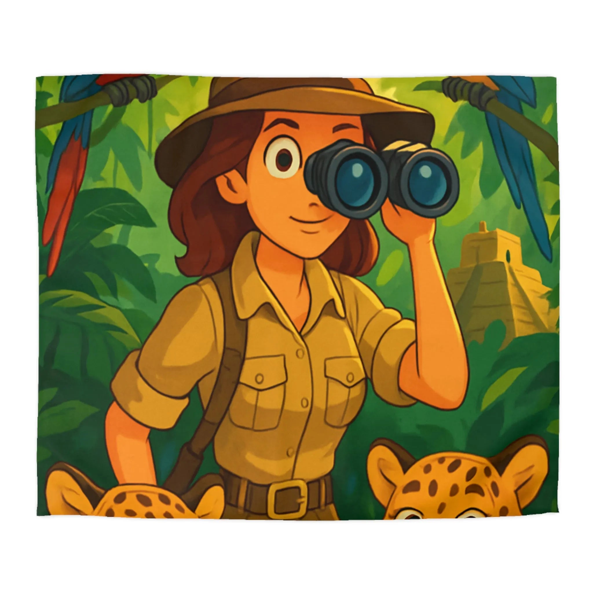 Exploration tropicale avec perroquets et jaguars dans la jungle luxuriante et mystérieuse