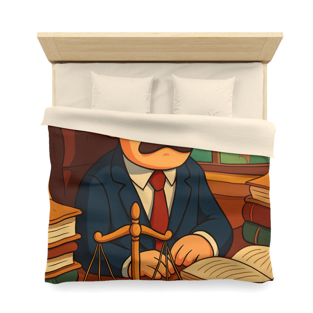 Housse de Couette Style Dessin Animé d'un Bureau d'Avocat avec Livres Colorés