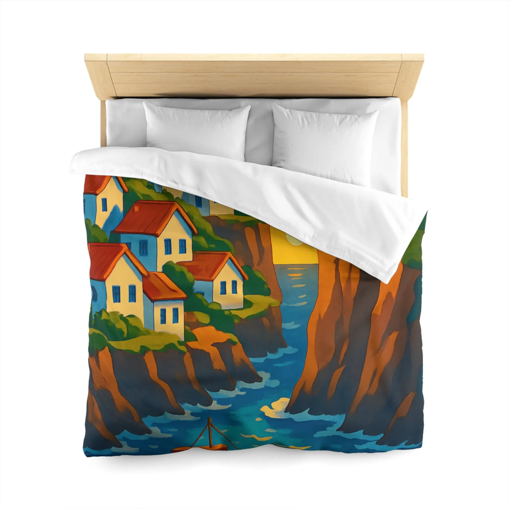 Housse de couette avec paysage côtier et phare pour chambre relaxante et colorée