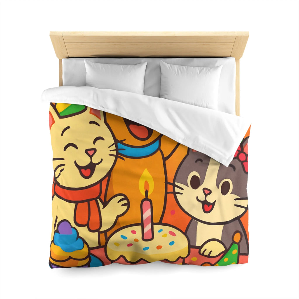 Housse de couette joyeuse et colorée avec animaux en fête pour chambre d'enfant