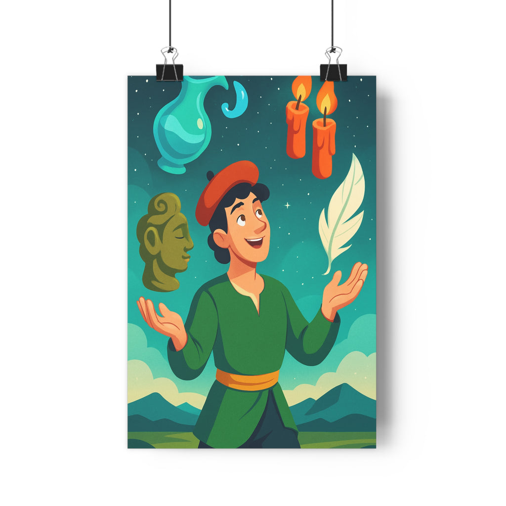 Poster décoratif cartoon joyeux rouge vert étoilé magique enfant chambre salon muraux unique qualité