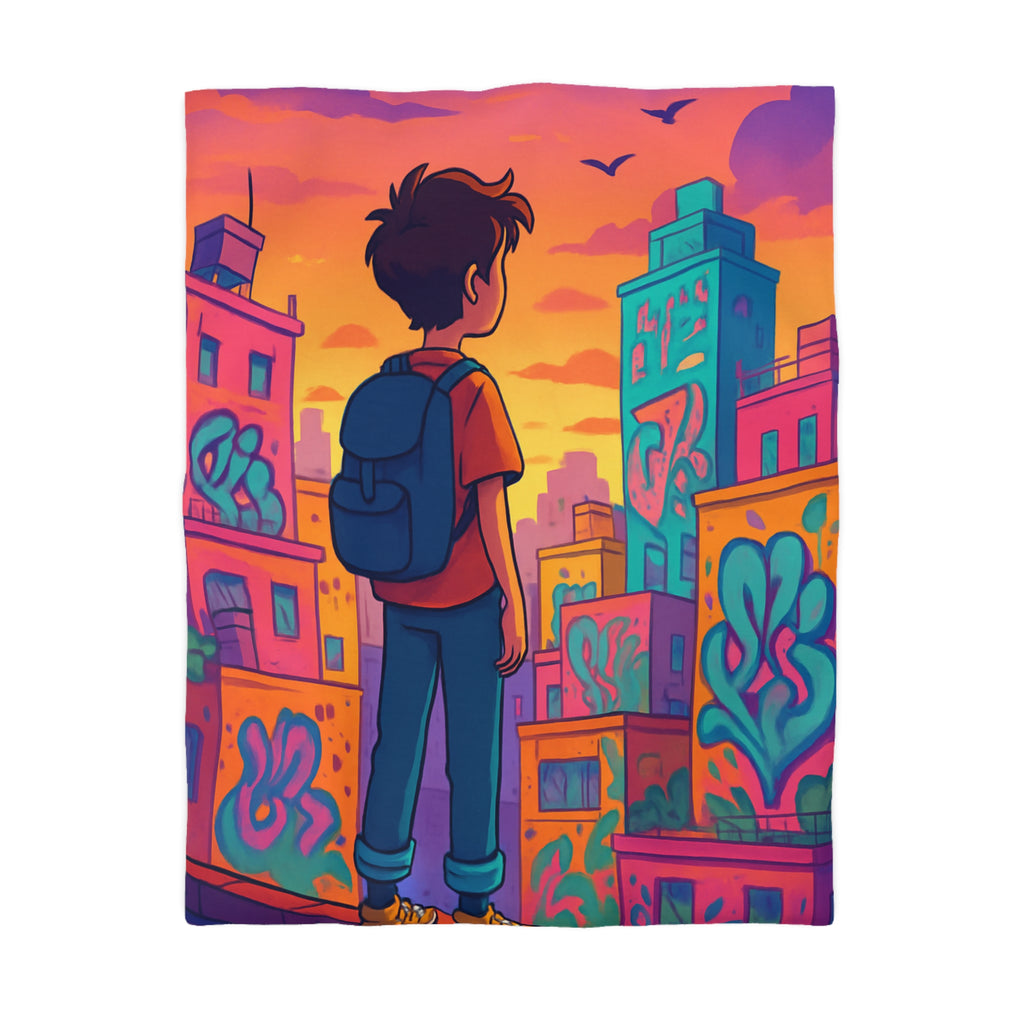 Housse de Couette Microfibre Design Artistique Moderne Décoration Chambre Confort Premium