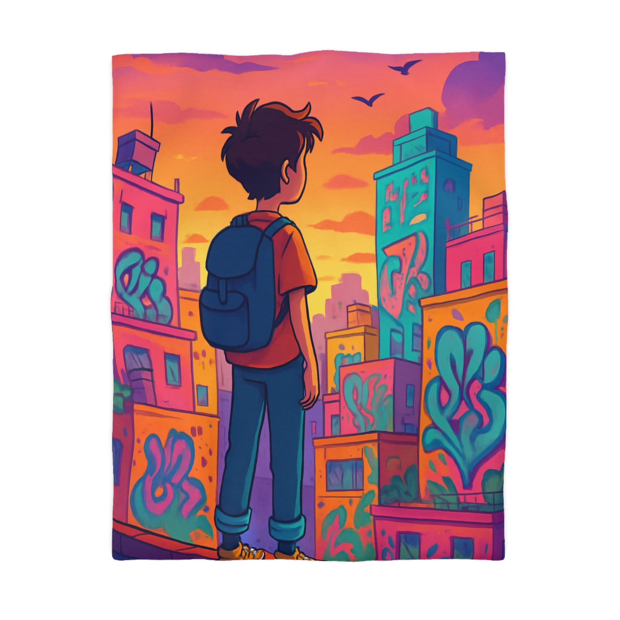 Housse de Couette Microfibre Design Artistique Moderne Décoration Chambre Confort Premium