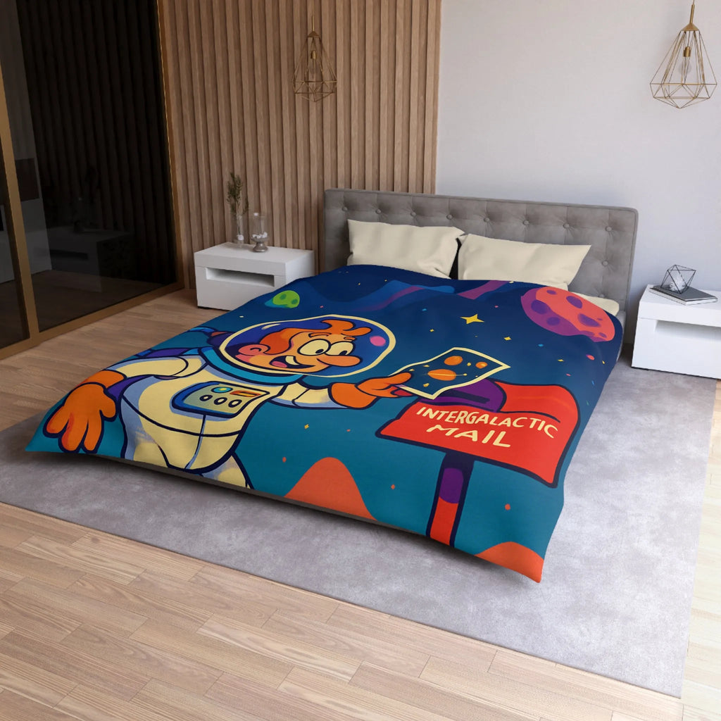 Housse de Couette Espace Fantaisie avec Astronaute Coloré et Planètes Illustrées