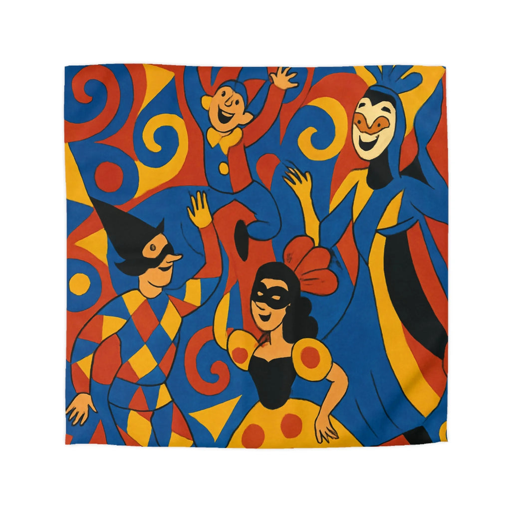 Housse de couette colorée avec motifs de Carnaval, élégance festive en bleu et rouge