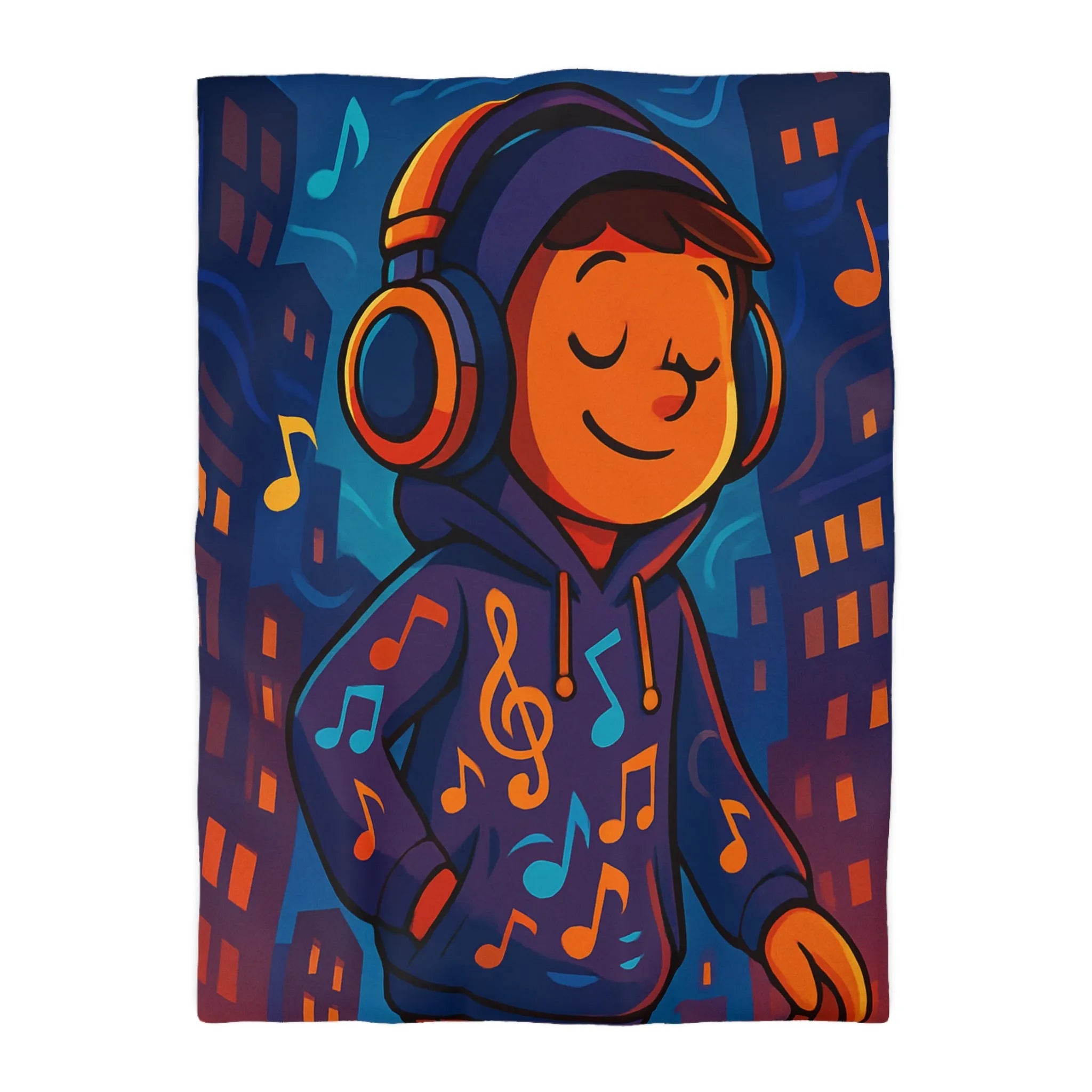 "Housse de couette colorée avec design urbain de musique pour chambre moderne et dynamique"