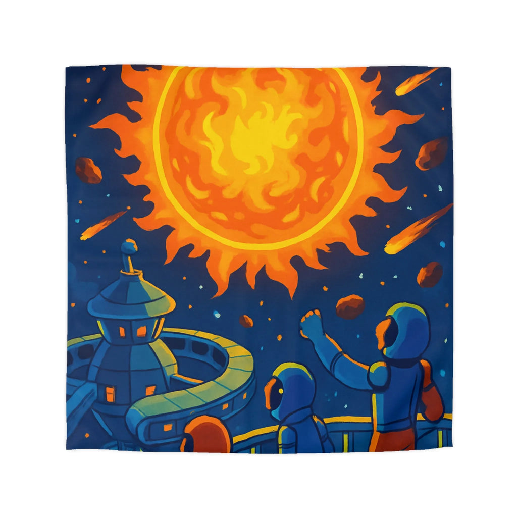 Housse de couette colorée avec scène spatiale vibrante pour chambre moderne et vive